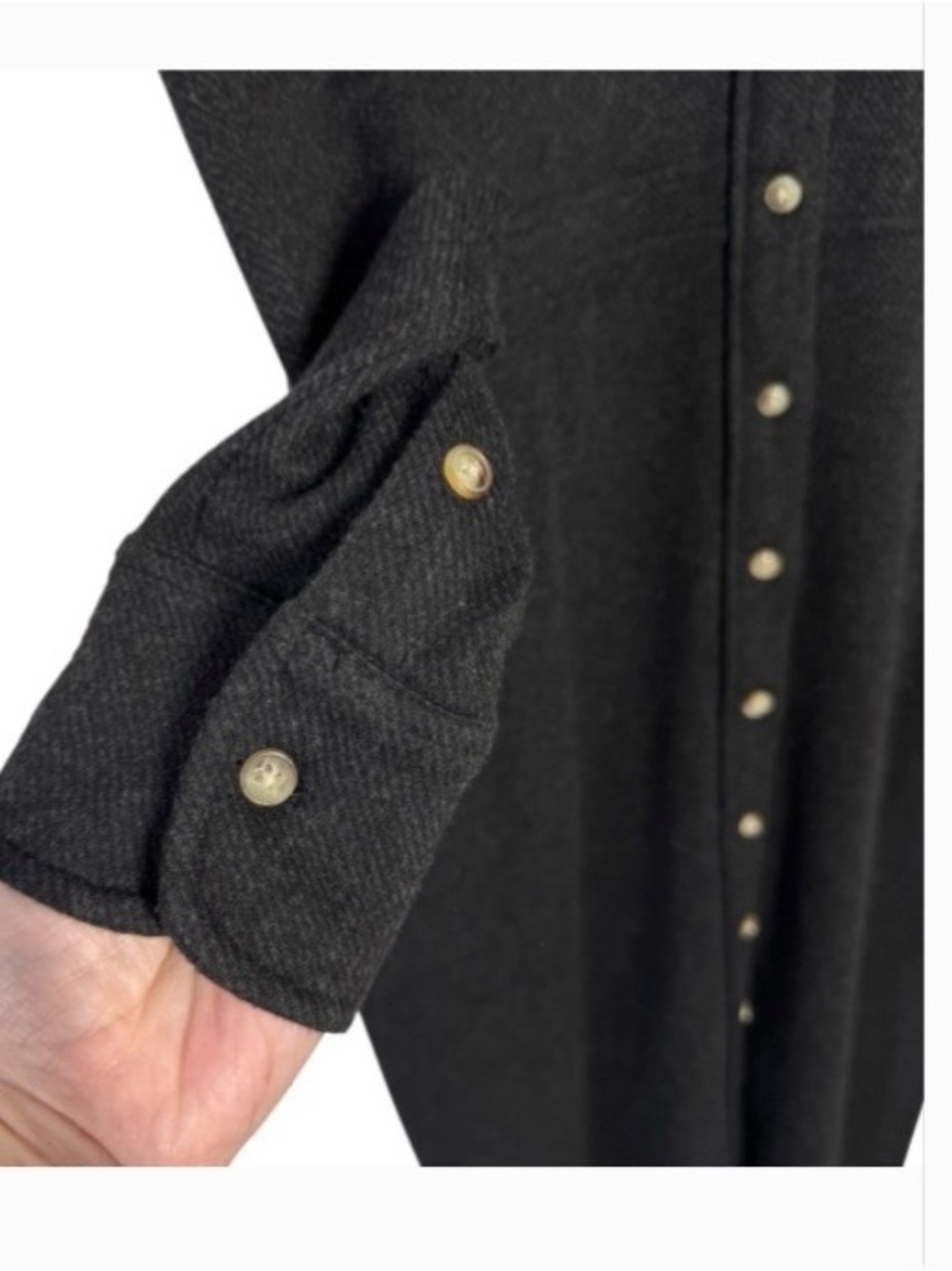 Faherty Black Button-Front Maxi Shirt Dress with Slit - Picture 5 of 5
